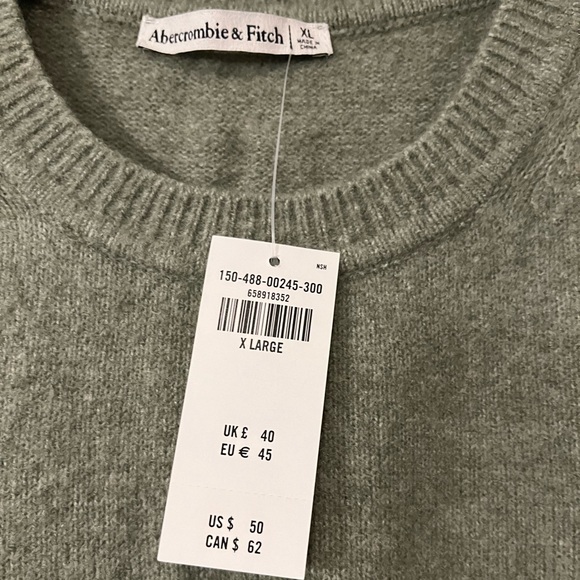 NWT Abercrombie & Fitch Crew Sweater Tee in green - Picture 4 of 6